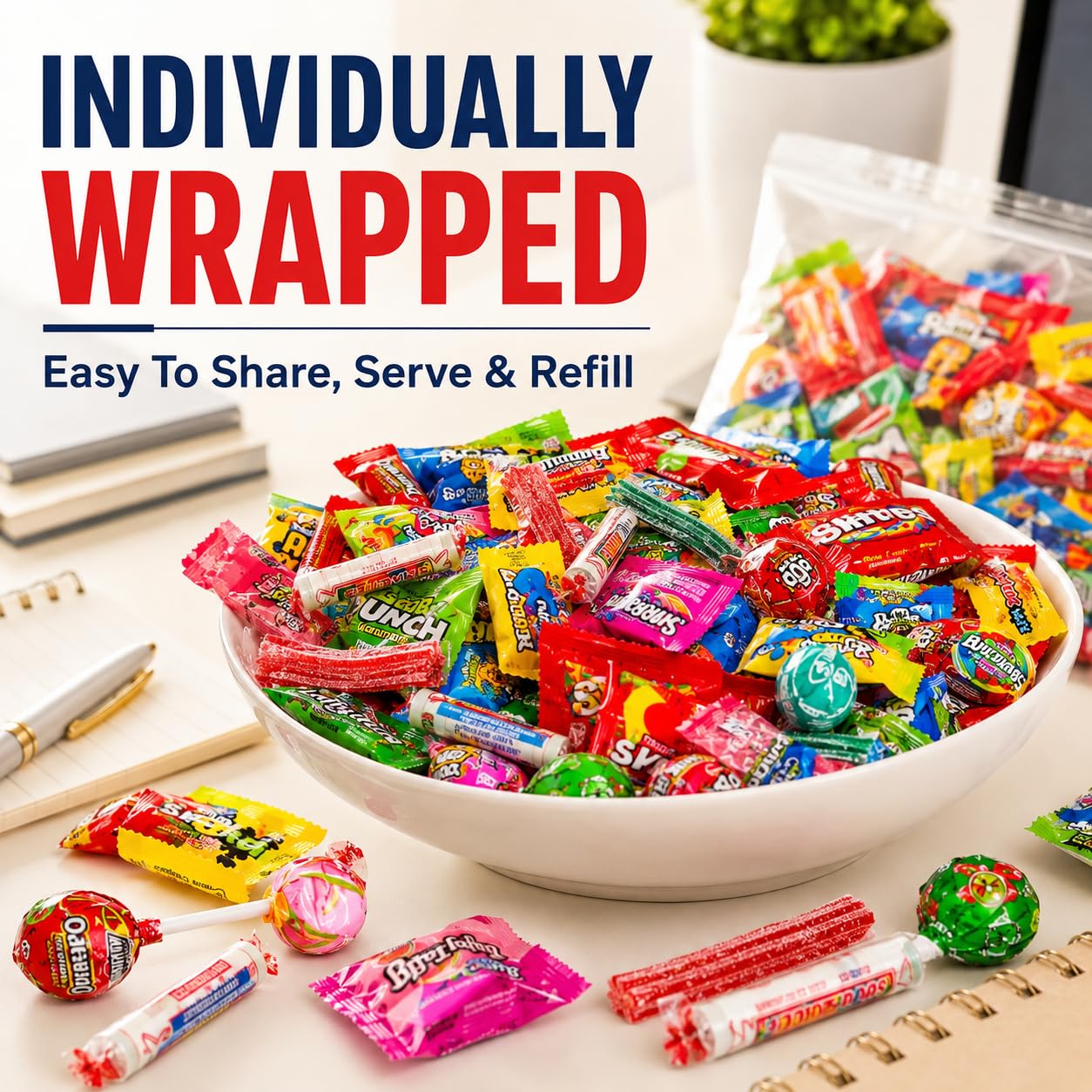 ONE CANDY WAY bag held in hand showing 2 lb scale and value