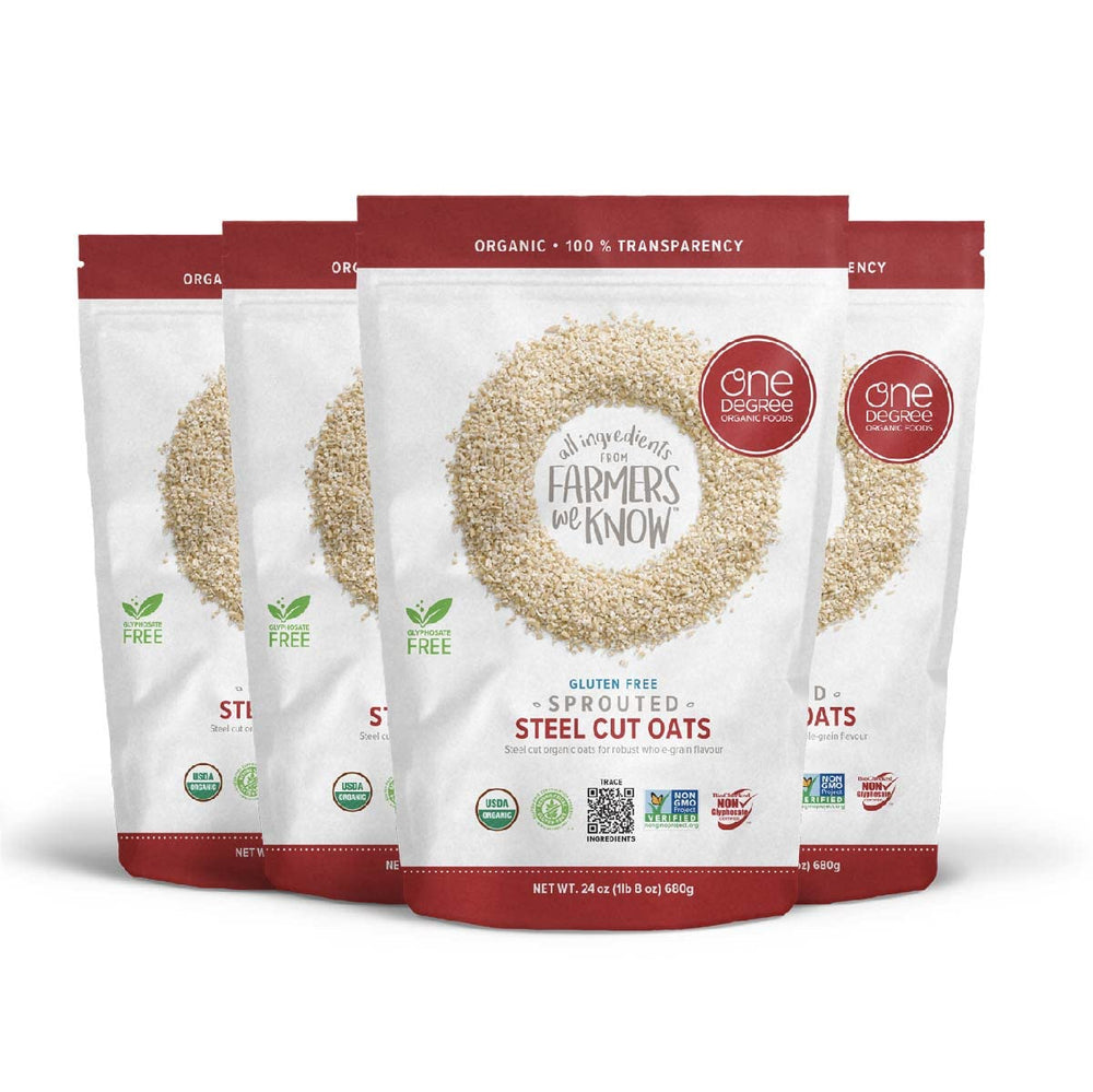 One Degree Organic Foods front packaging showing sprouted oats and organic badge for trust