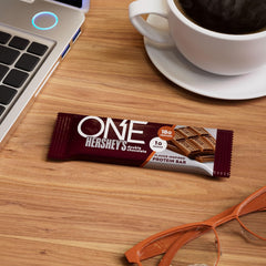 ONE Hershey's cross-section close-up showing creamy interior and protein benefit