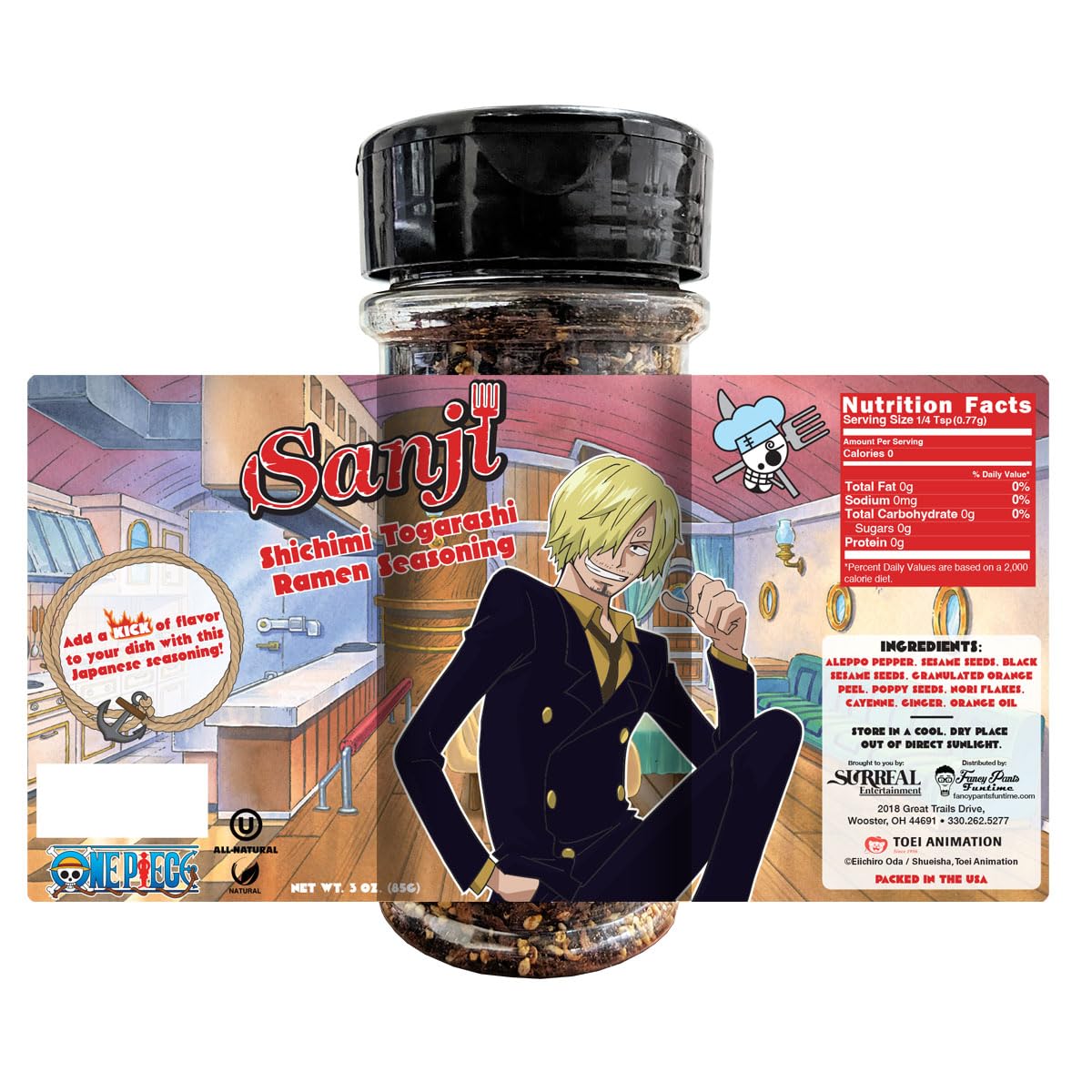One Piece Sanji front packaging showing jar and logo, adds character appeal
