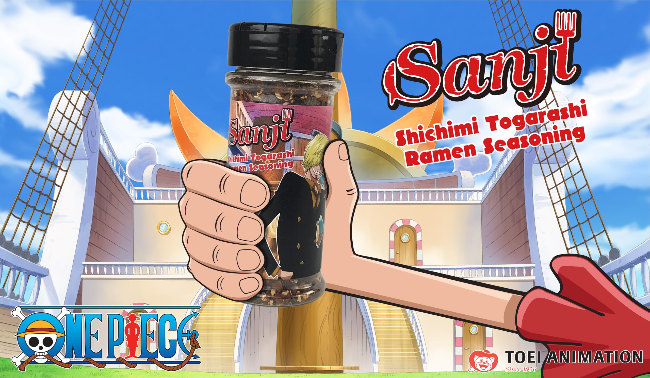 One Piece Sanji seasoning on grilled meat, boosts savory crust and crunch