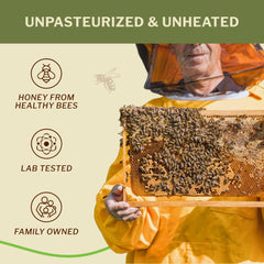 OneRoot label and weight detail showing raw, unheated, unfiltered certification benefit