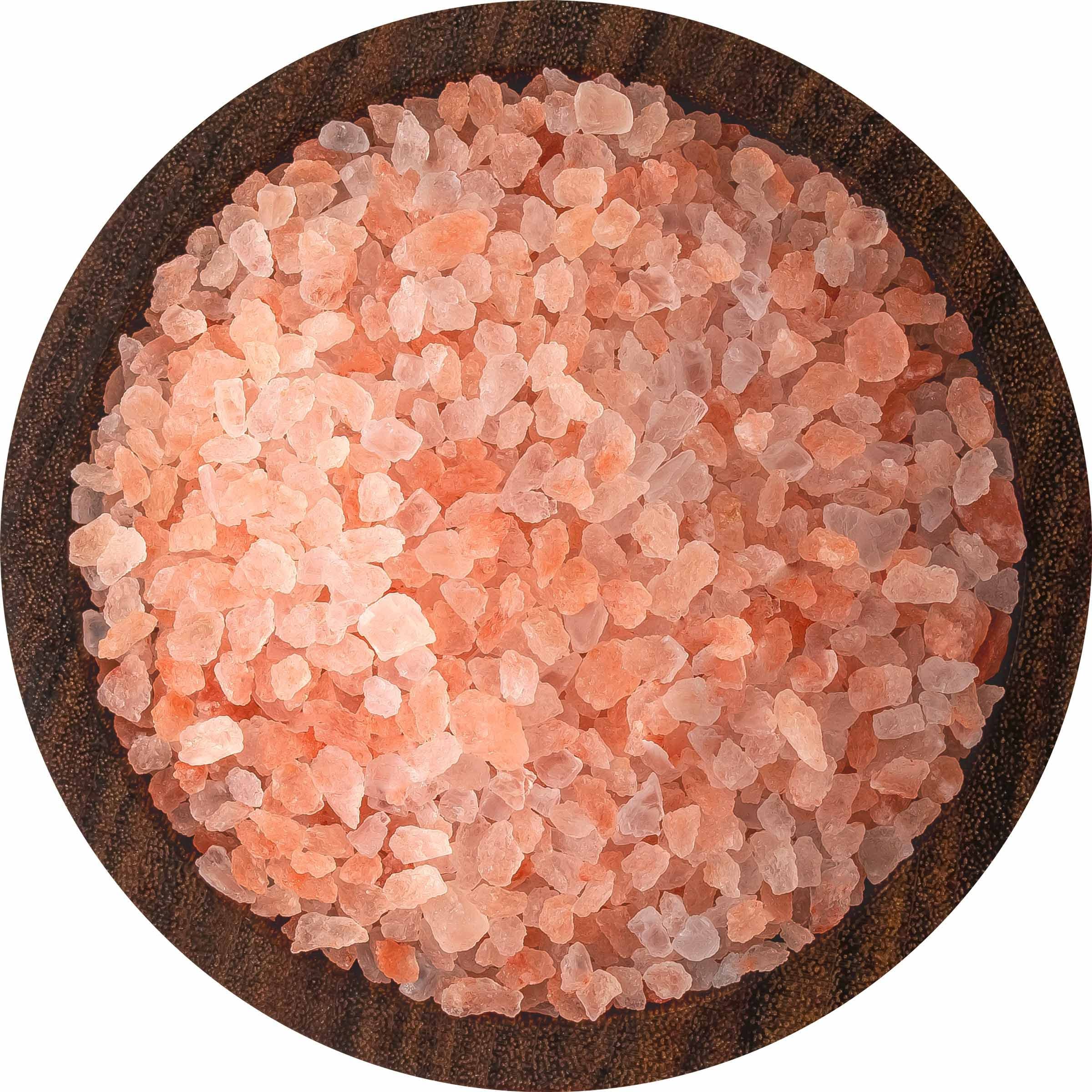 Only pink Himalayan sprinkled on salad adding texture and visual appeal