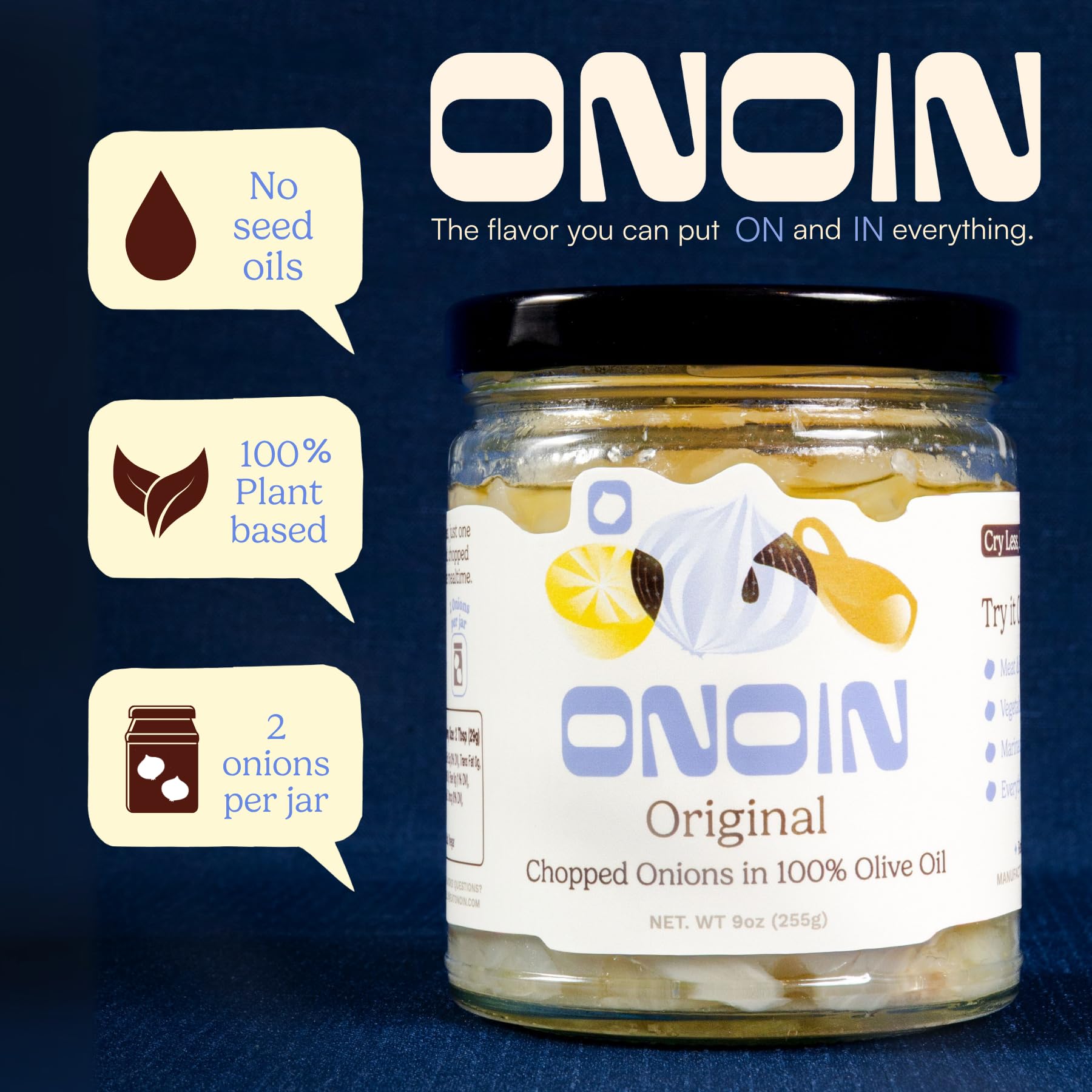 ONOIN close-up chopped onions texture and freshness benefit