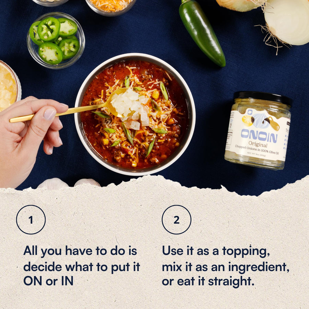 ONOIN served on toast adding quick savory topping benefit