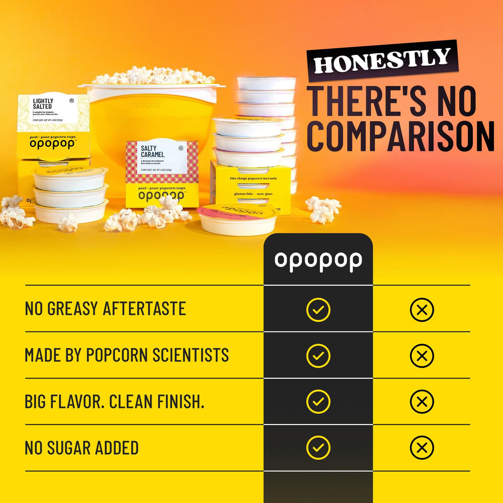 OPOPOP cup in hand for size comparison, showing single-serve portability