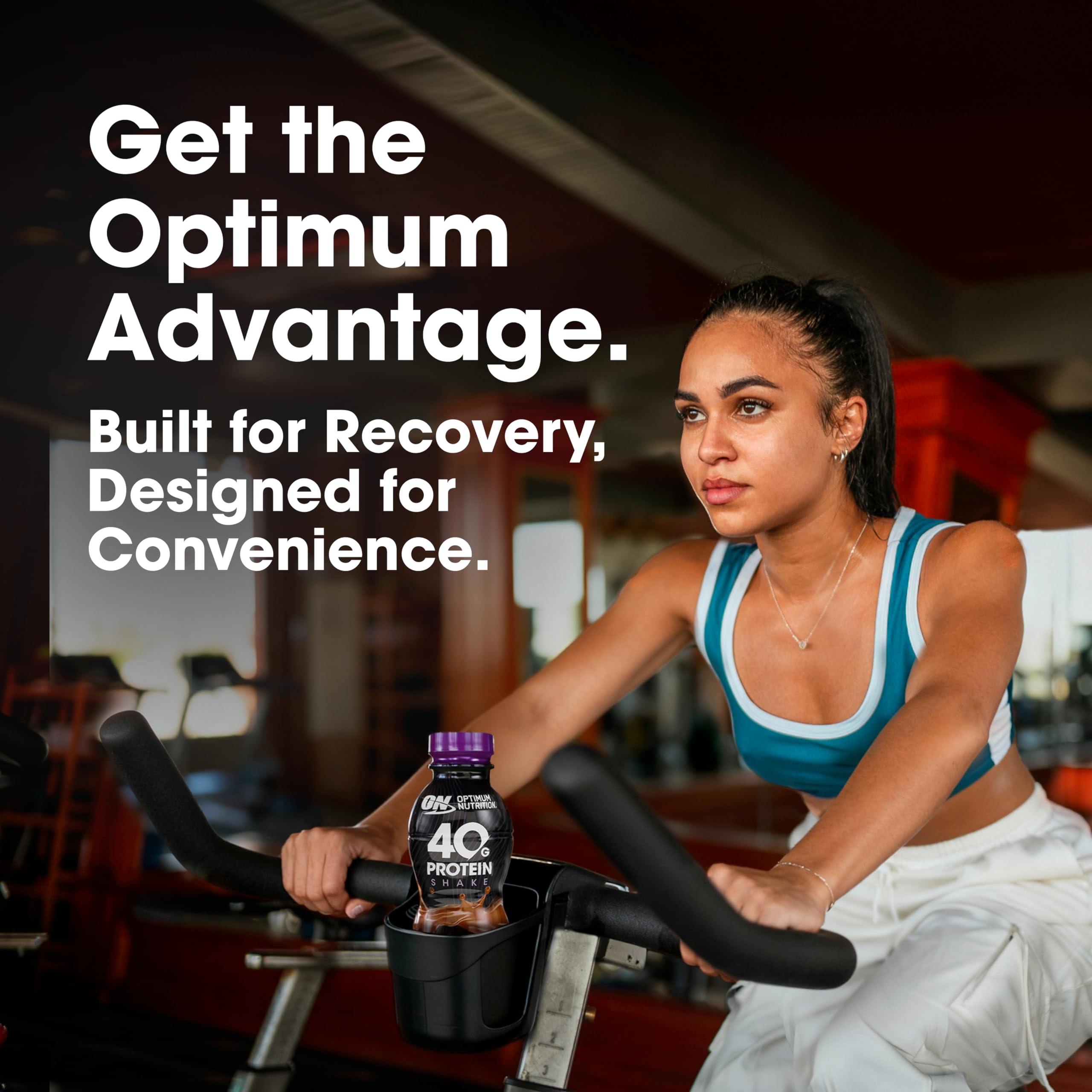 Case of twelve Optimum Nutrition Chocolate bottles demonstrating bulk convenience