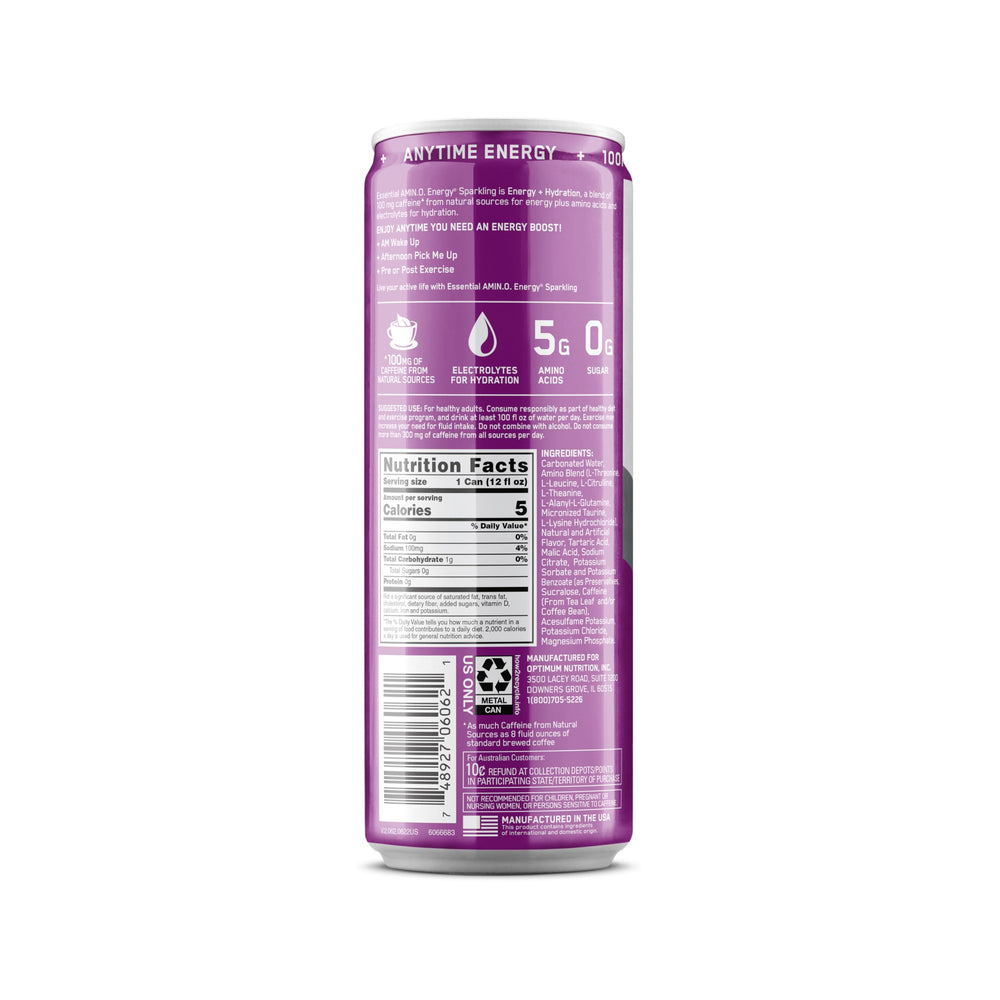 Optimum Nutrition can with recyclable details showing sustainable packaging benefit