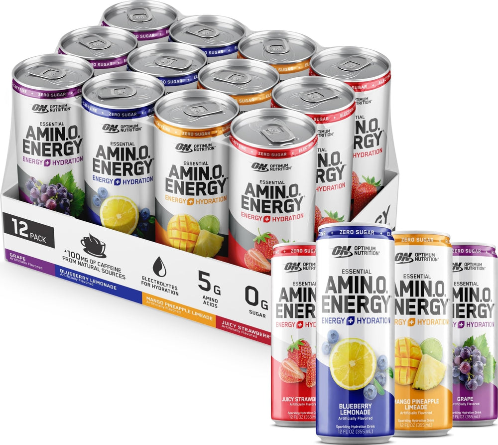 Optimum Nutrition variety pack front view showing colorful cans and convenience