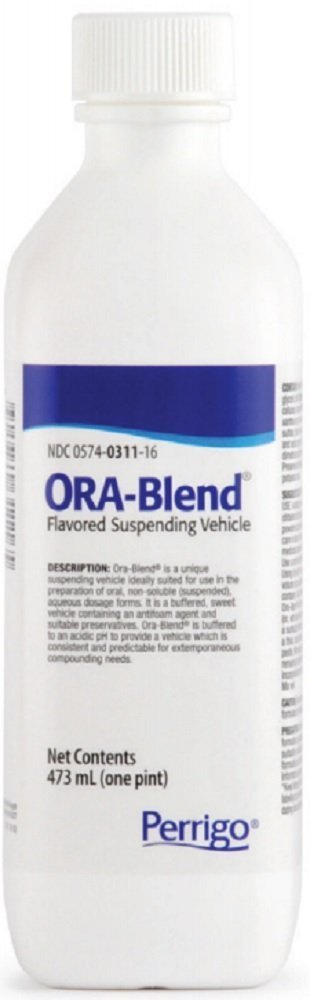 Ora-Blend front bottle showing label and volume, aiding quick identification
