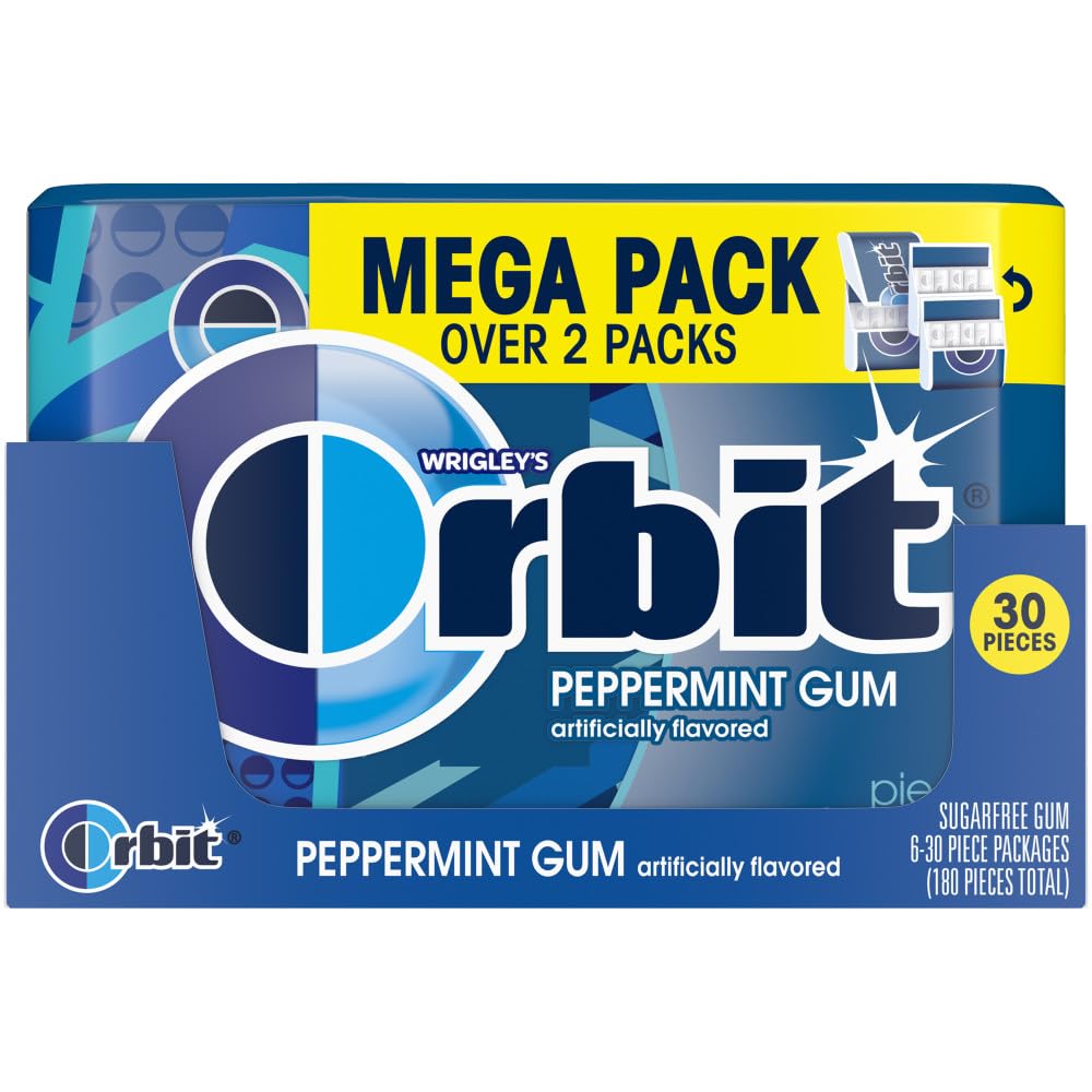 Orbit single individually wrapped peppermint piece ready to carry for fresh breath