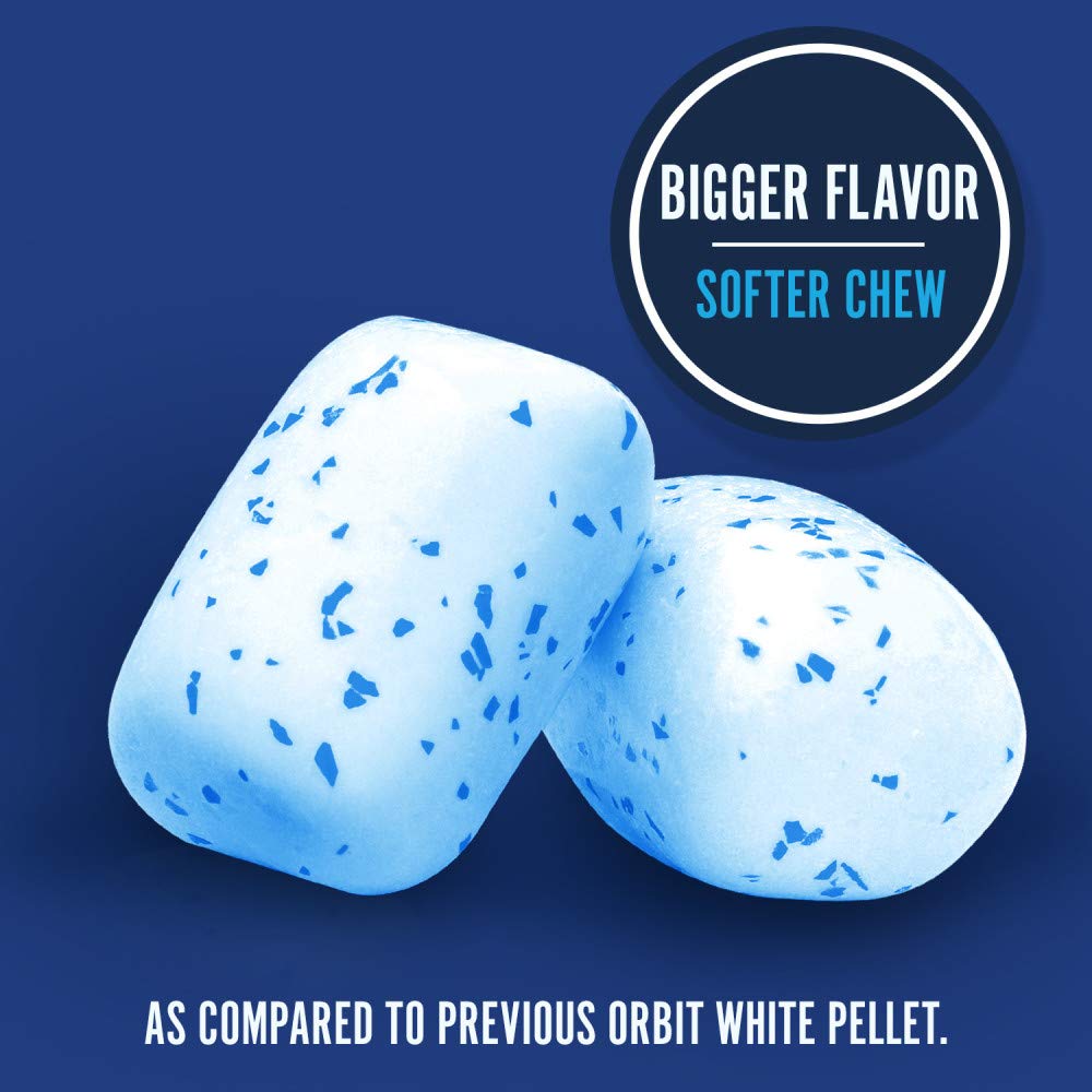 Orbit white peppermint close-up of gum piece texture showing soft chew advantage
