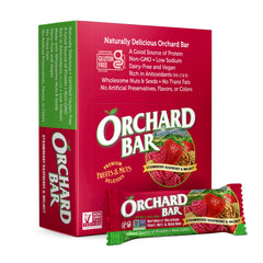 Orchard Bar front packaging showing 12-pack and natural ingredients for convenient snacking