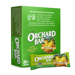 Orchard Bar pear almond front packaging showing ingredients and benefits