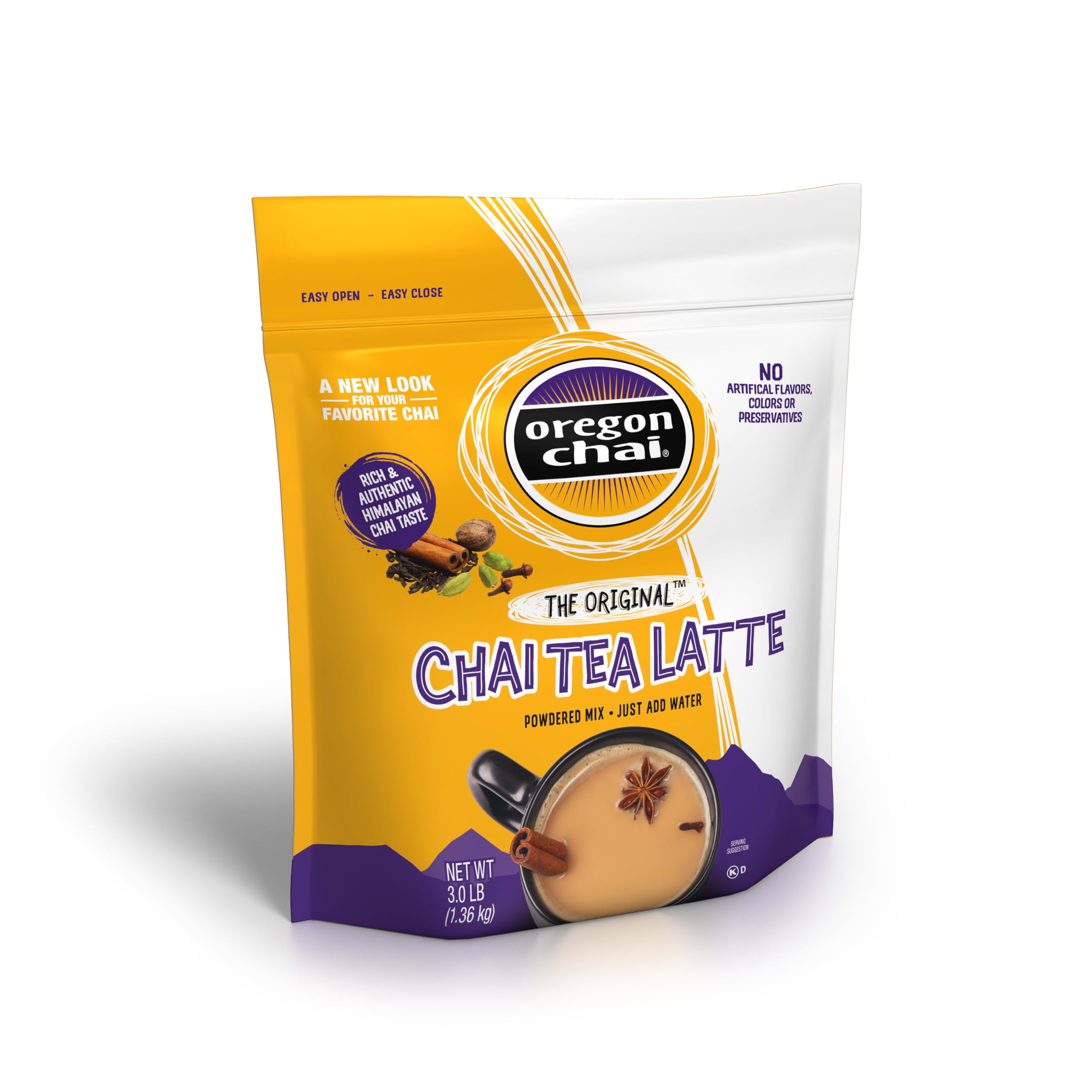 Oregon Chai bulk bag in cafe setting showing high-volume service readiness