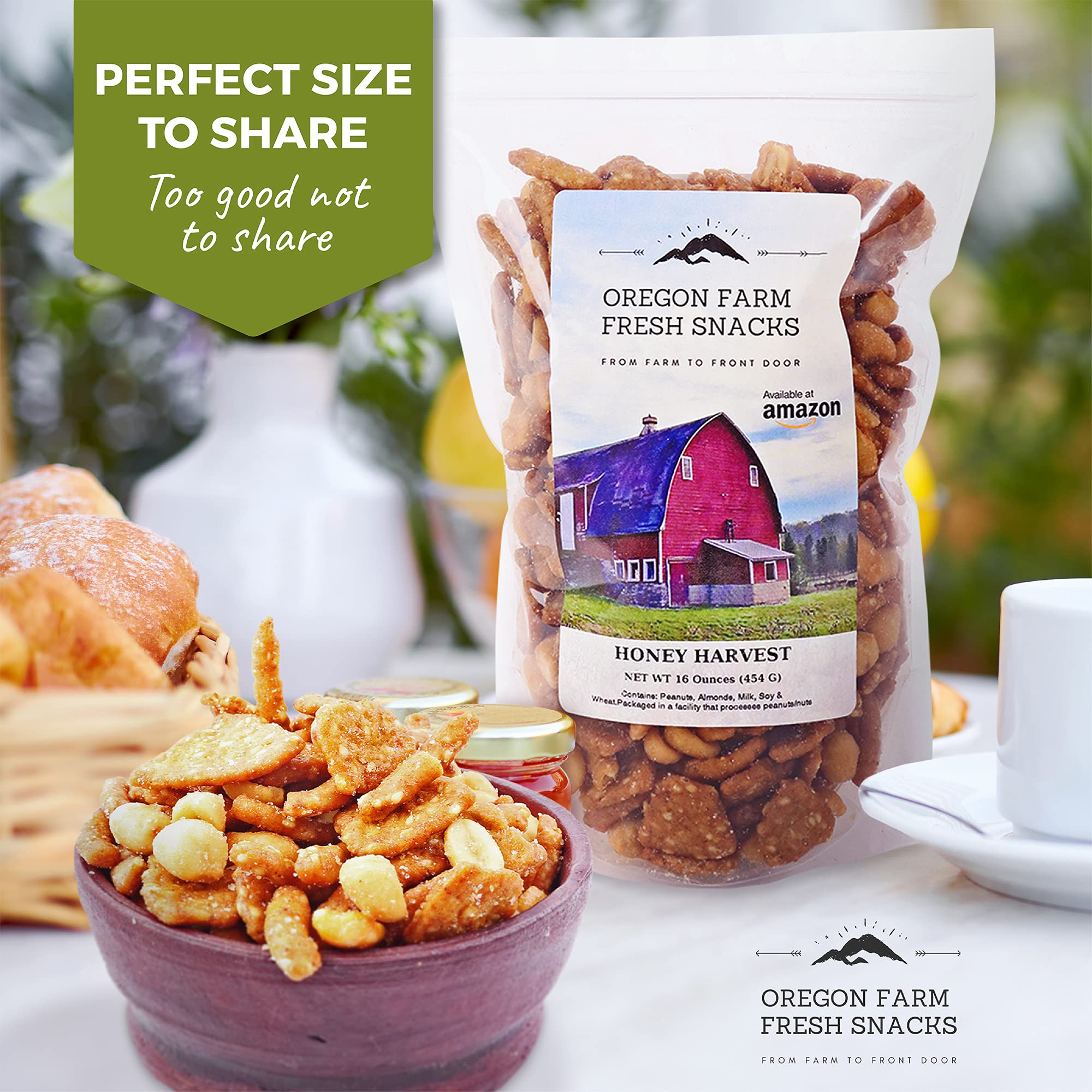 OREGON FARM FRESH SNACKS butter toffee peanuts close-up emphasizing sweet coating