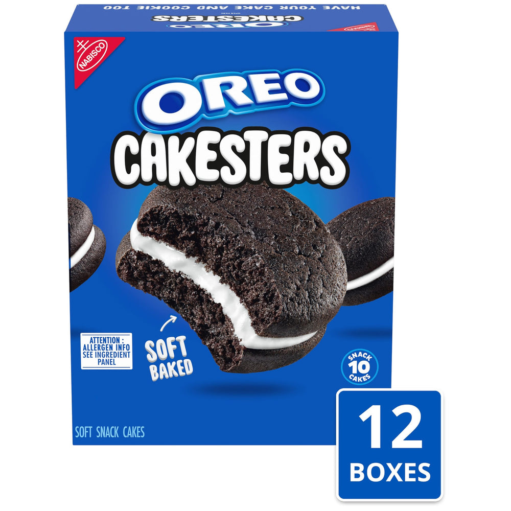 OREO Cakesters opened pack with two cakes ready to enjoy