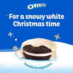 Oreo cookie cross-section displaying Oreo vanilla crème and chocolate wafer interior