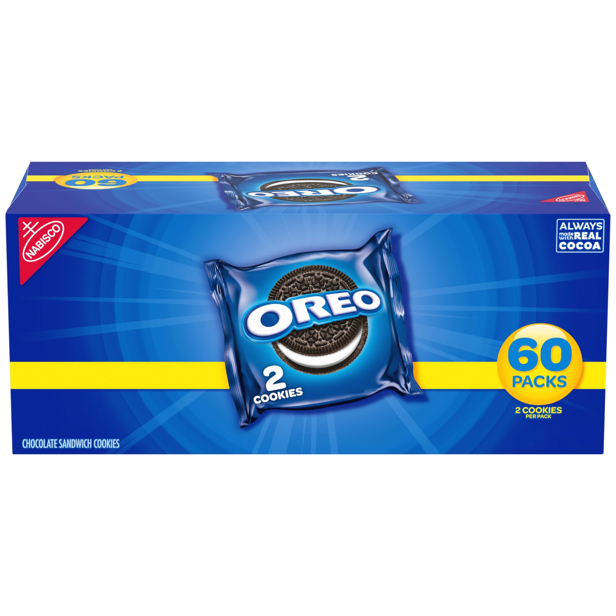 OREO front box display showing bulk snack packs and convenience