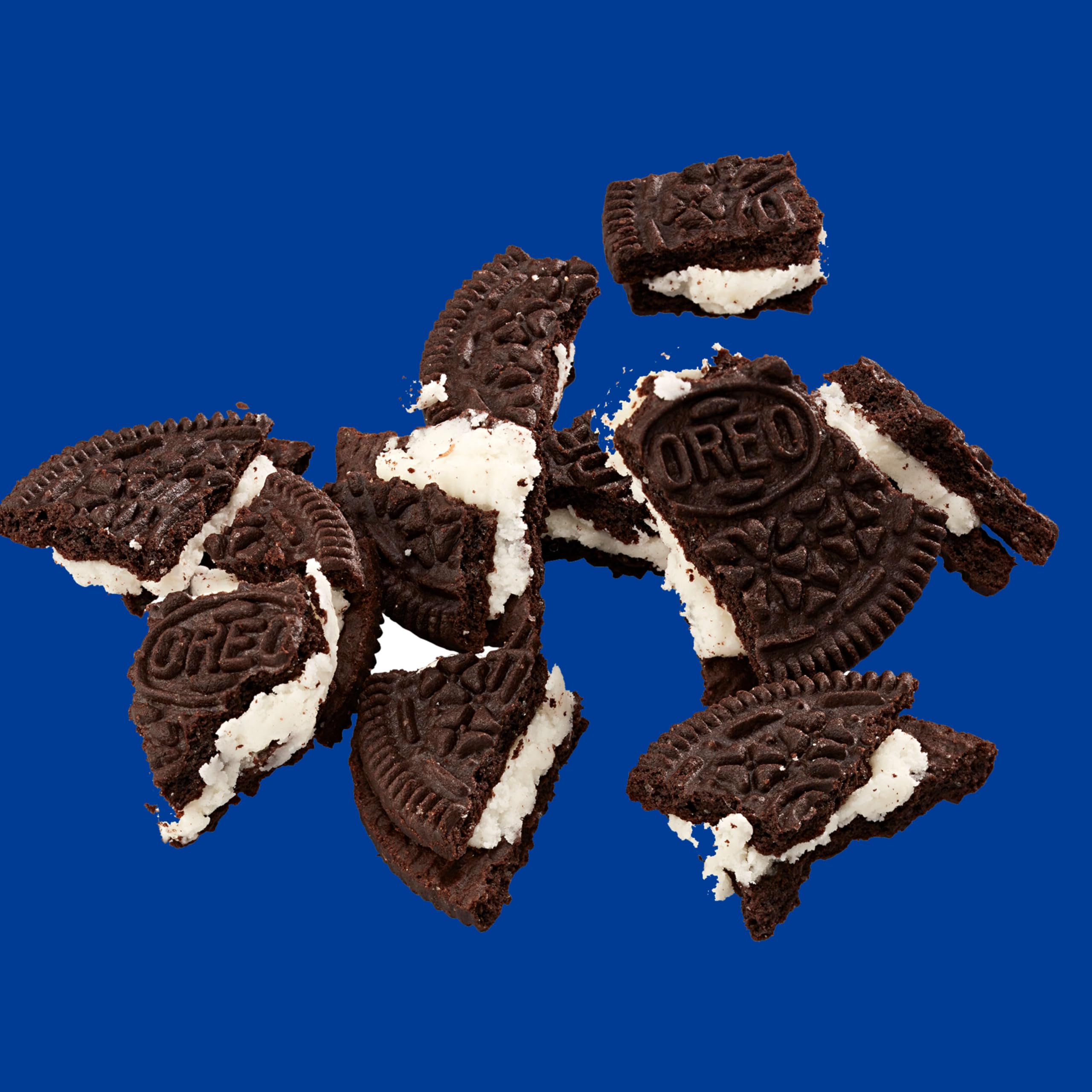 Bowl of OREO medium cookie pieces ready for mixing, simplifying prep