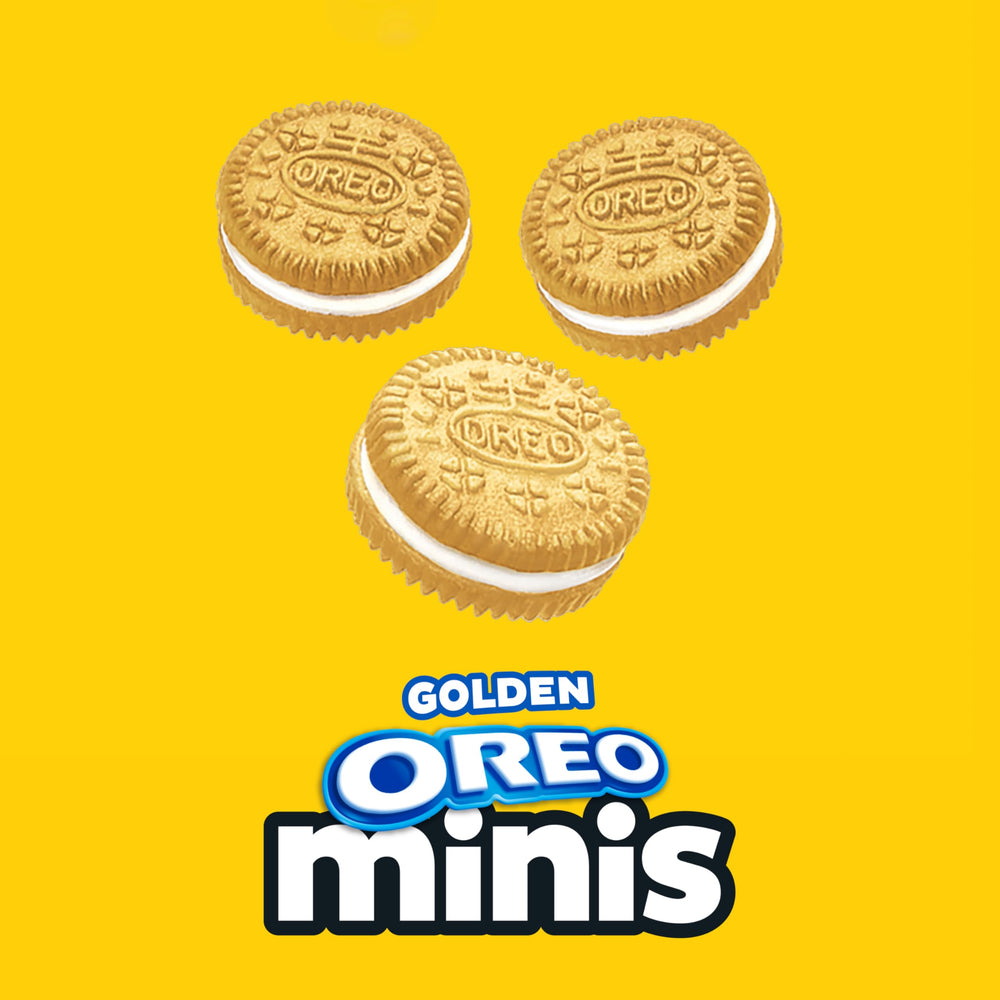 Oreo minis golden wafer texture detail showing crisp vanilla crunch
