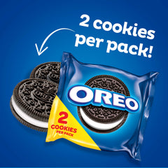OREO open snack pack exposing two cookies and crispy texture