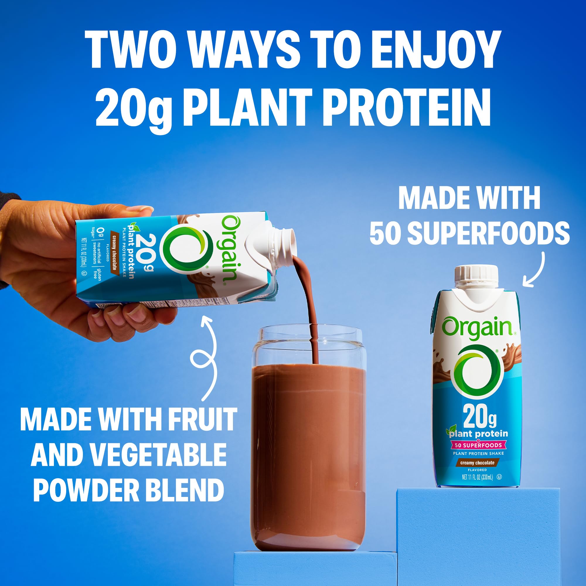 Orgain bottle beside workout gear representing quick pre-or post-exercise fuel