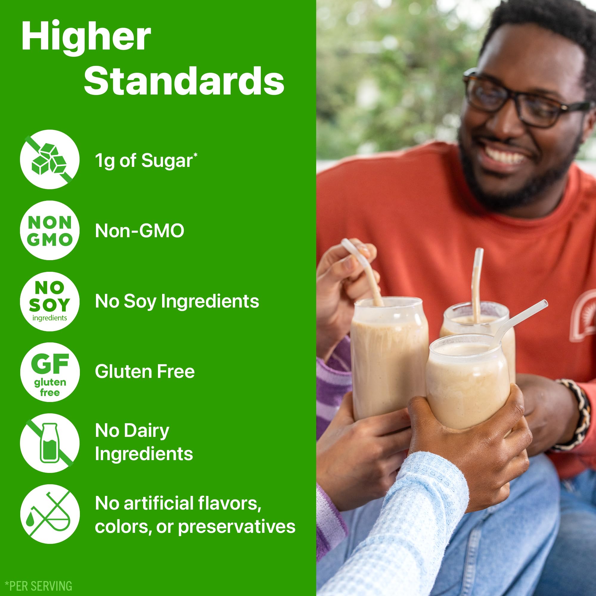 Orgain label close-up showing USDA Organic and plant-based certifications