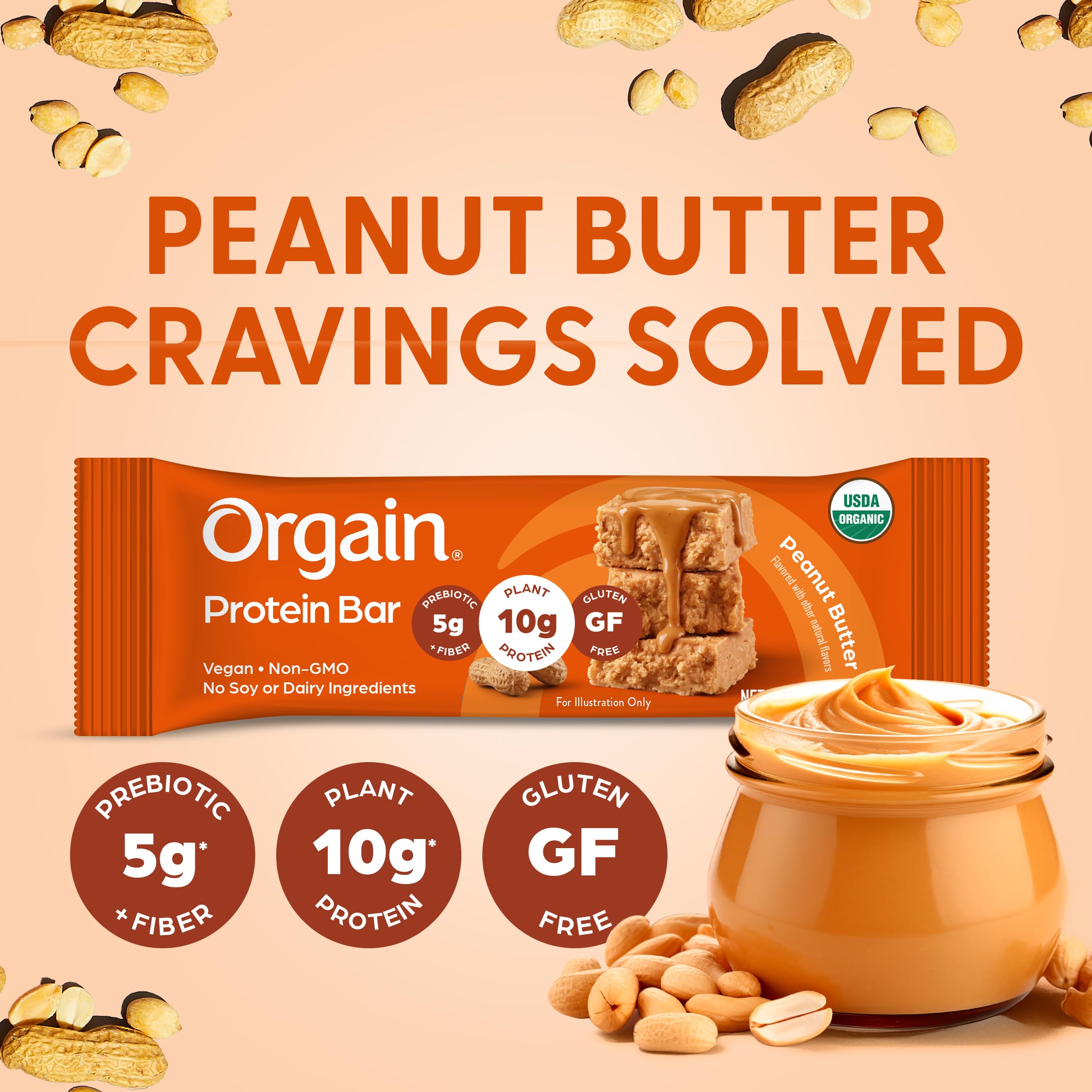 Orgain close-up of bar texture highlighting chewy plant-based mouthfeel