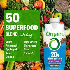Orgain superfoods spread with millet, quinoa, chia illustrating wholesome ingredients