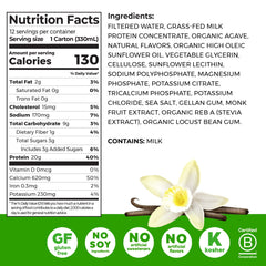 Orgain vanilla bottle close-up highlighting smooth texture and premium label benefits