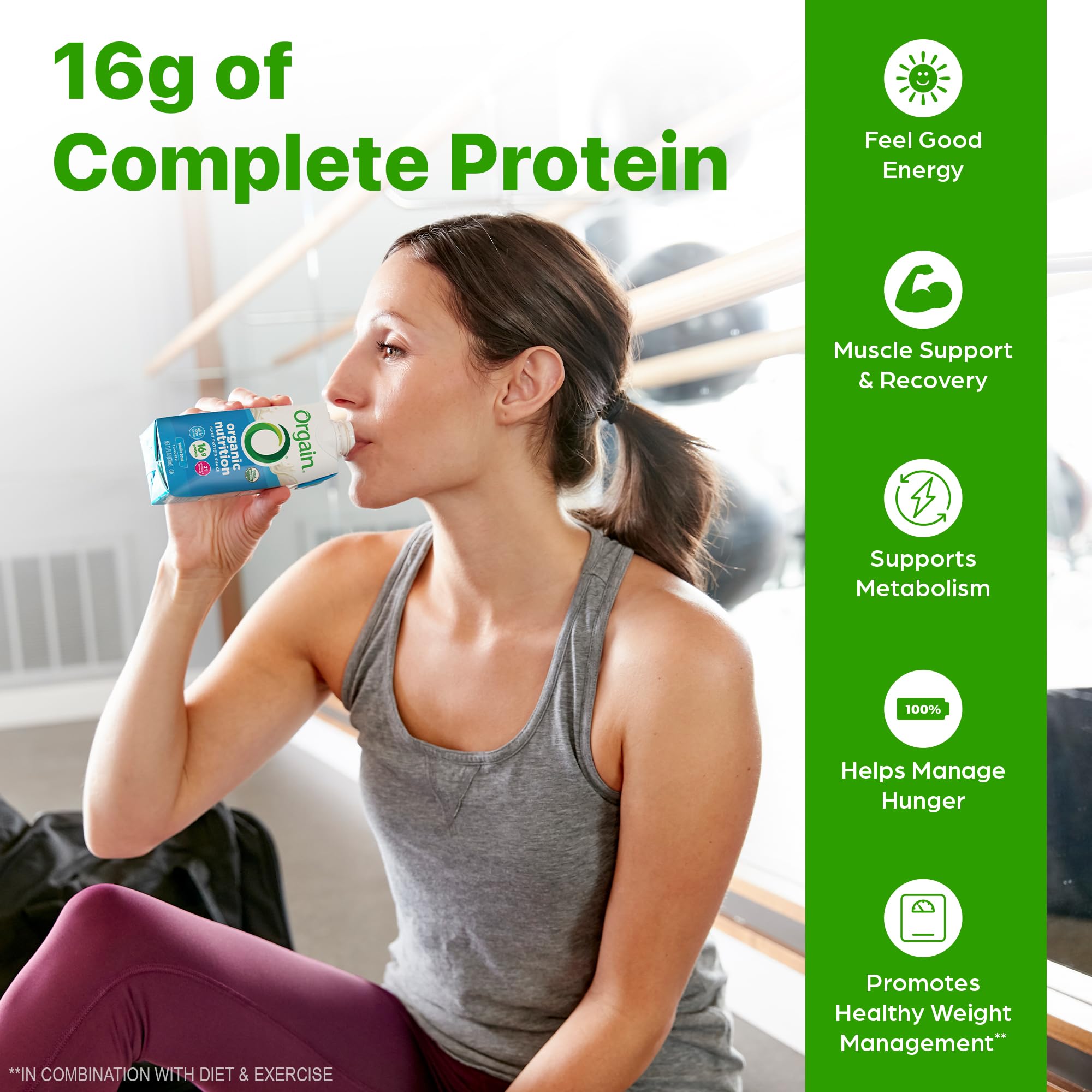 Orgain ingredients list with fruits and vegetables for clean nutrition