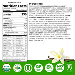 Orgain nutrition label close-up displaying protein and vitamins