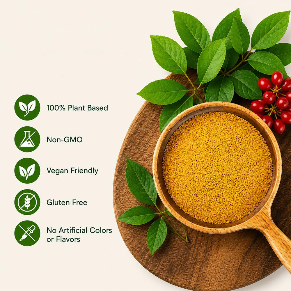 Organic Herbs powder on kitchen counter suggesting daily wellness and recipe use