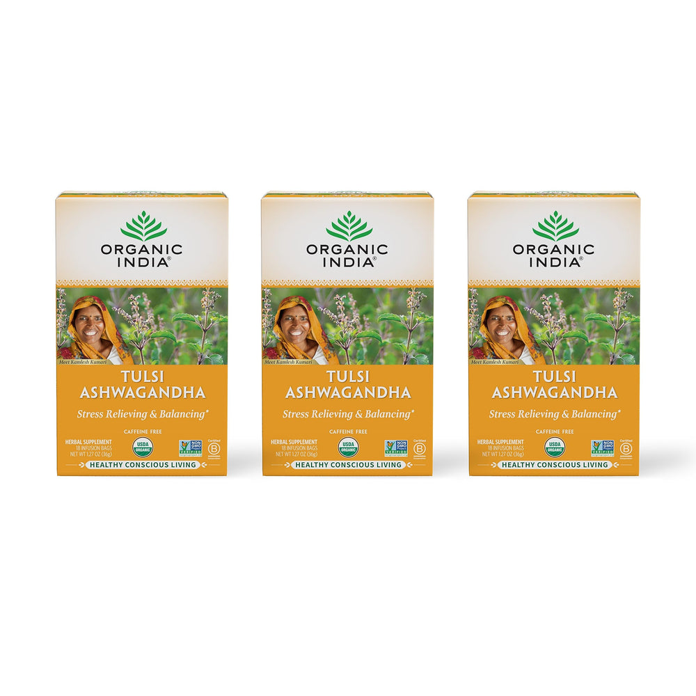 ORGANIC INDIA front packaging showing product name and benefits