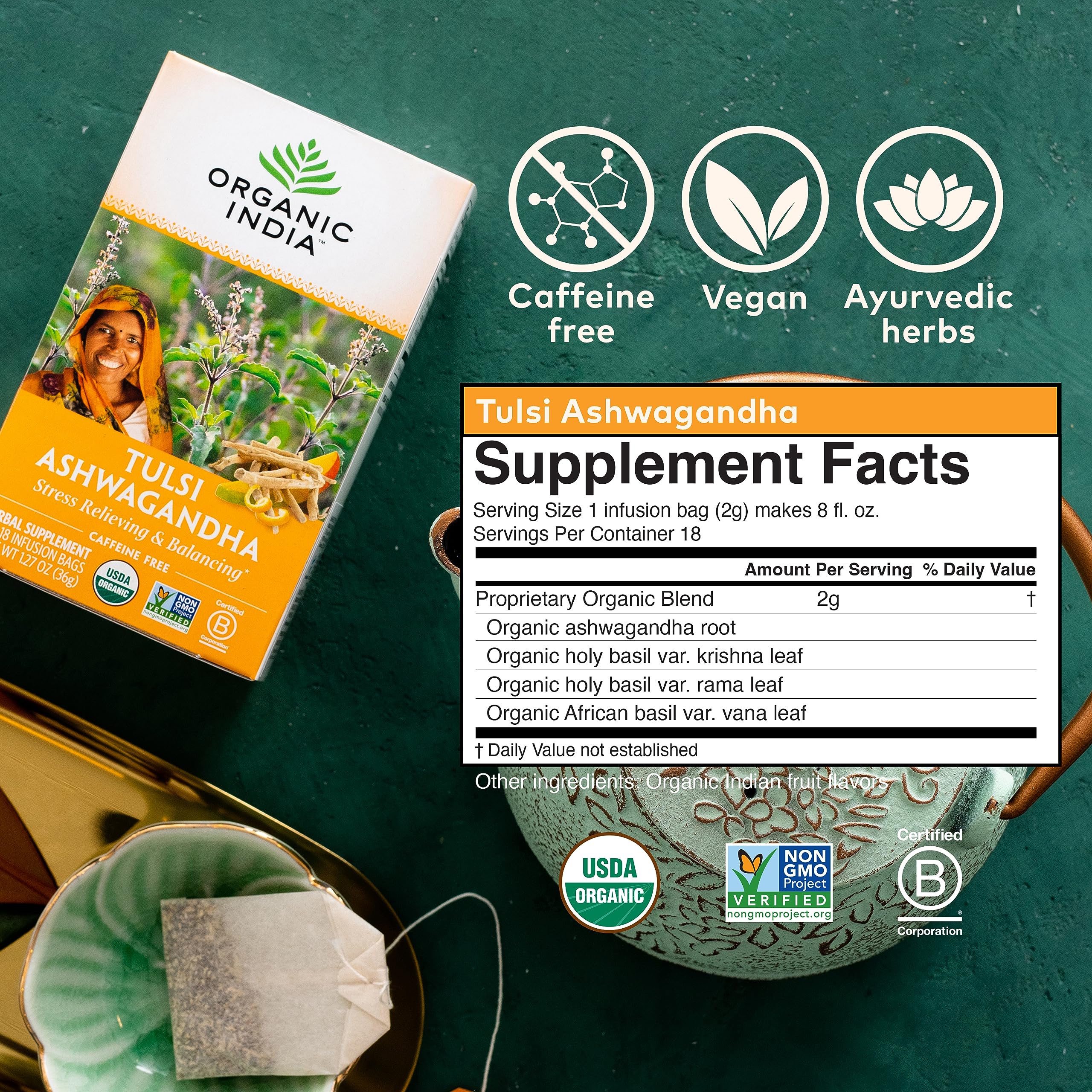 ORGANIC INDIA tea enjoyed in a relaxed living room highlighting daily ritual benefits