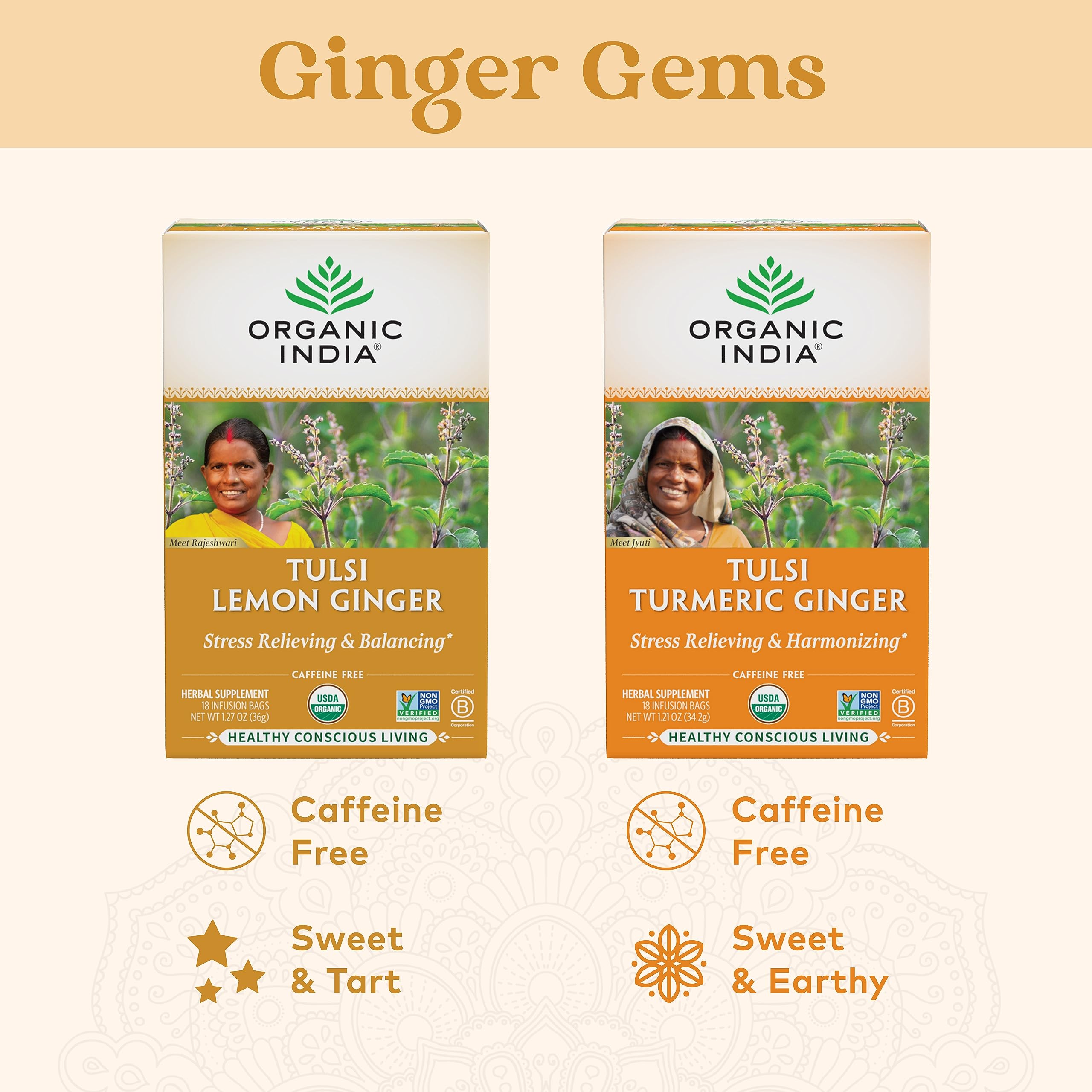 ORGANIC INDIA open box with individually wrapped infusion bags for convenient single-serve use