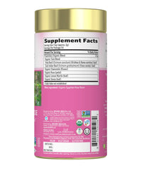 ORGANIC INDIA side label detail highlighting ingredients and certification transparency