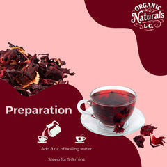 Organic Naturals L.C. iced hibiscus pitcher poured over ice for refreshment