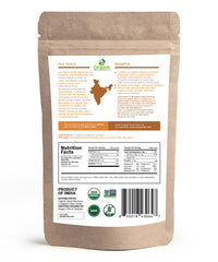 Product label and USDA Organic plus Non-GMO Project badges on Organic Spice Resource fenugreek pack