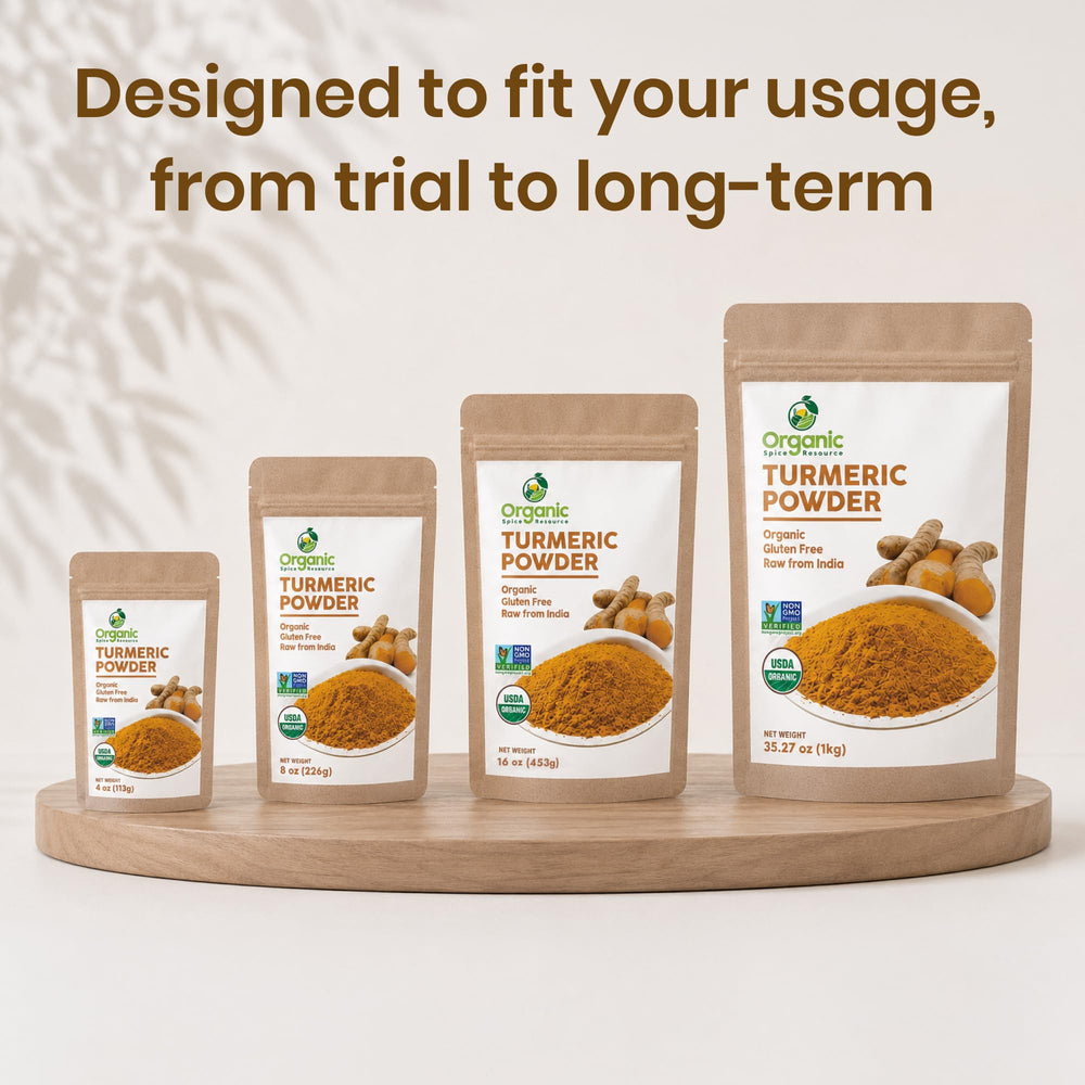 Organic Spice Resource bag on kitchen shelf illustrating pantry-friendly storage