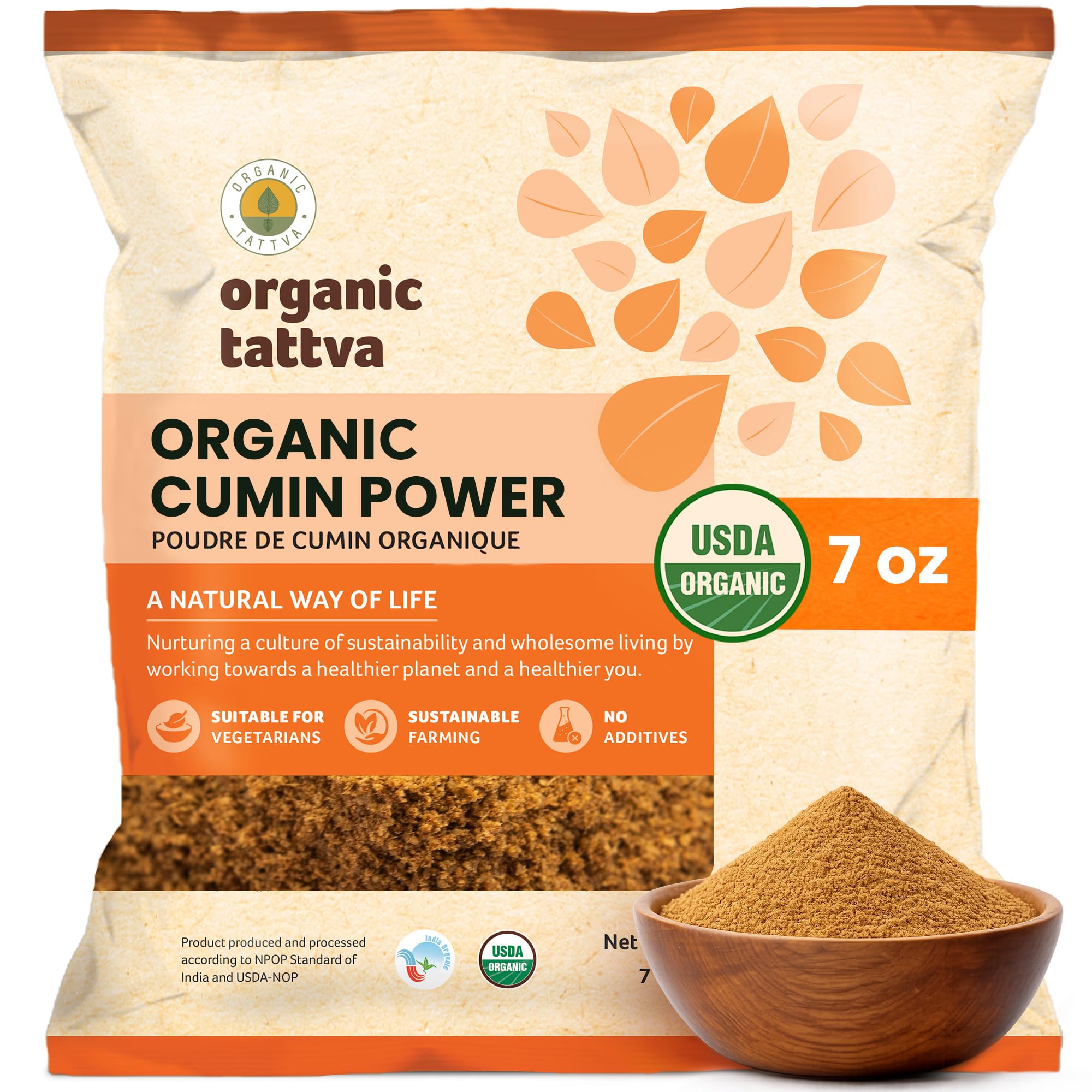 Organic Tattva front packaging showing label and size benefits