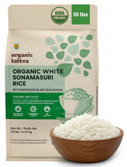 ORGANIC TATTVA front packaging showing 10 lb vacuum-sealed bag and brand clarity