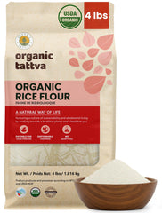 Organic Tattva front pack showing 4 lb bag and clean branding benefit convenience
