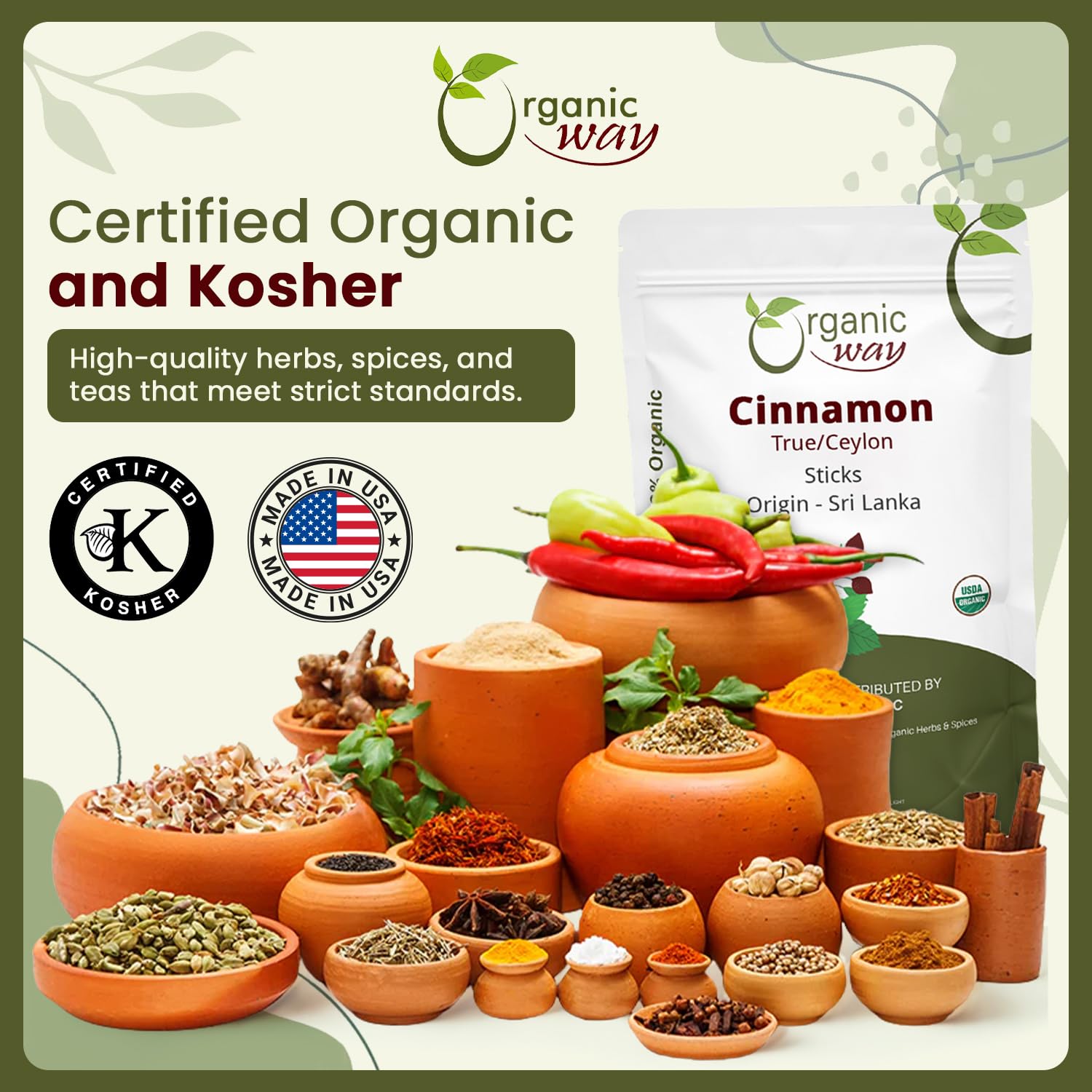 Organic Way cinnamon sticks in kitchen lifestyle setting inspiring culinary use