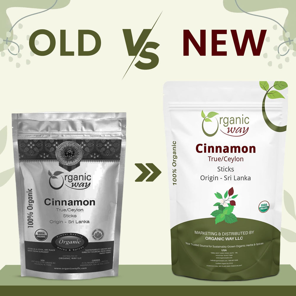 Organic Way sticks beside spice jar showing scale and portion convenience