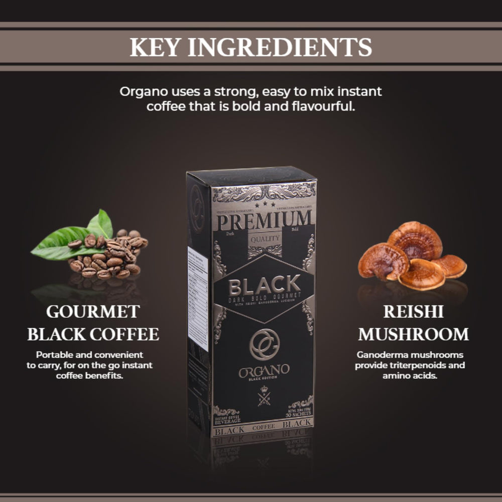 ORGANO brewed black coffee in a cup showcasing rich color and full-bodied appearance
