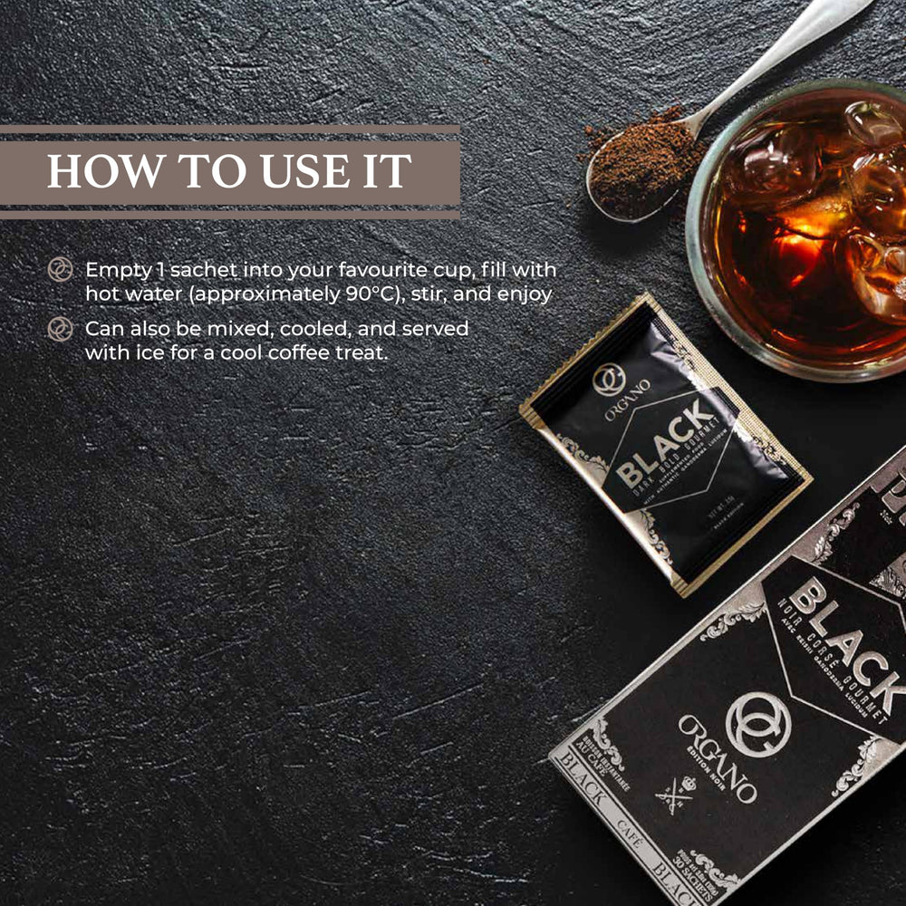 ORGANO iced coffee glass demonstrating versatility and refreshing cold-served benefit