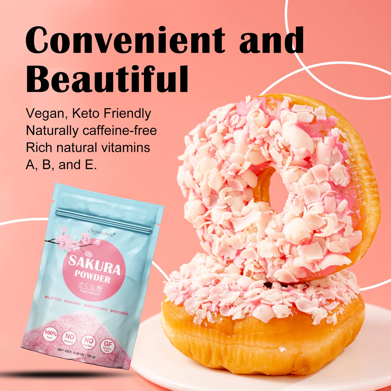 orgnisulmte sakura latte in cup demonstrating creamy pink drink with floral aroma to delight customers