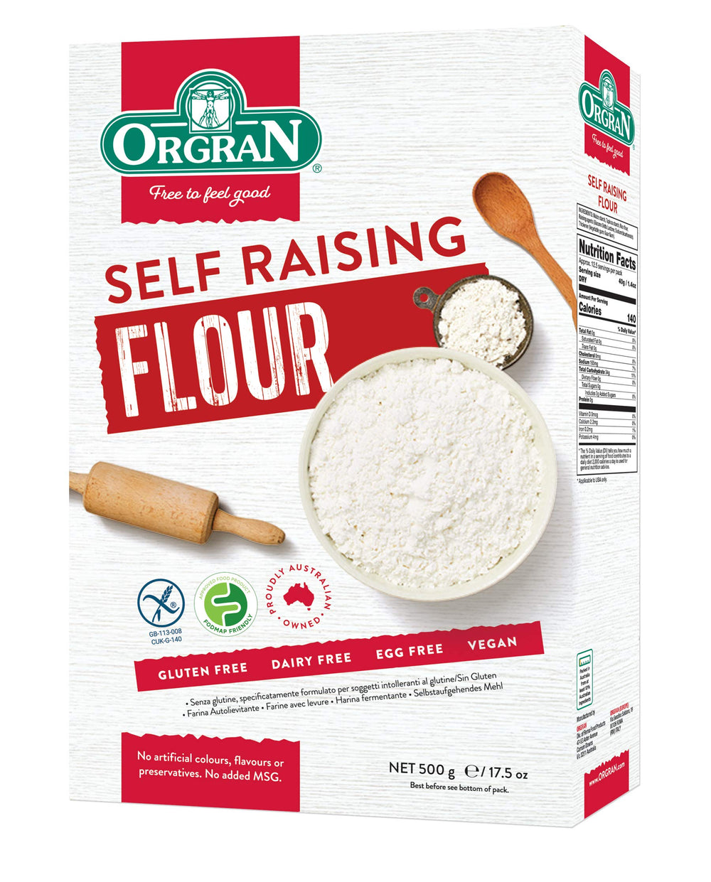 Orgran front packaging showing product and clear branding for pantry convenience
